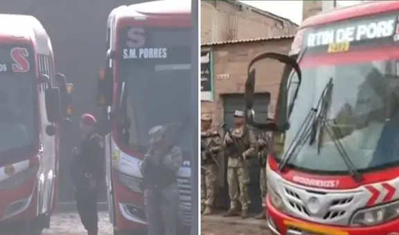 Refuerzan seguridad en buses de ‘Aquarius’: policías y militares vigilan paradero de la empresa en SMP