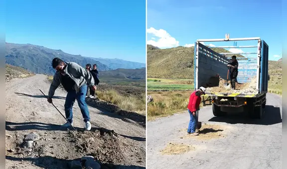Docentes y pobladores de Caylloma-Arequipa arreglan carreteras ante abandono del Gobierno Regional