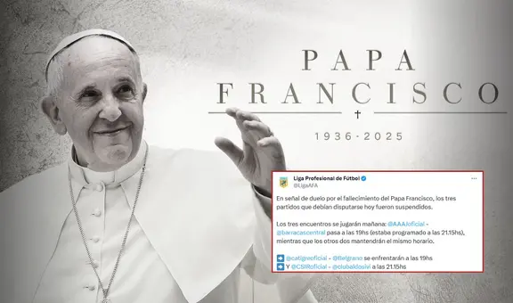 Liga argentina de fútbol suspende 3 partidos oficiales por la muerte del papa Francisco