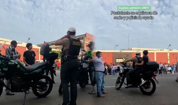 Postulante a la UNFV se equivoca de sede y policía lo lleva en moto para que llegue a tiempo a su examen de admisión
