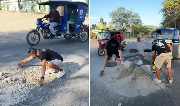 Tiktokers peruanos se unen e inician campaña para tapar huecos en las calles: “Si no haces nada, nada cambia”