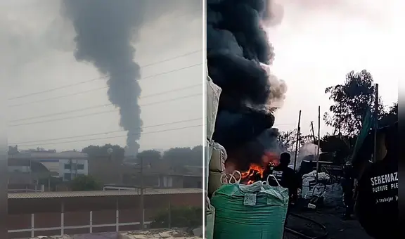 Incendio en almacén de reciclaje genera alarma en Puente Piedra: registran densa humareda