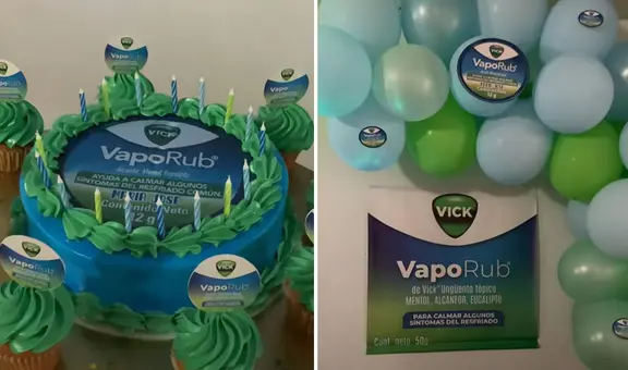 Joven celebró su cumpleaños con temática de Vick Vaporub y usuarios bromean: “Sabe a menta”