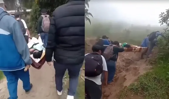 Piura: profesora es llevada en camilla de palos durante dos horas para recibir atención médica
