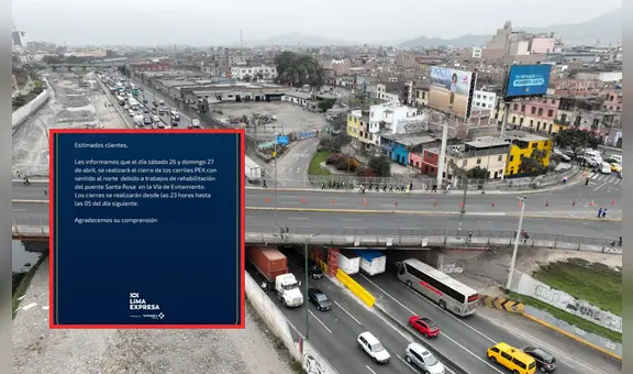 Anuncian cierre de carriles PEX en la Vía de Evitamiento por obras en el puente Santa Rosa para día el 26 y 27 de abril