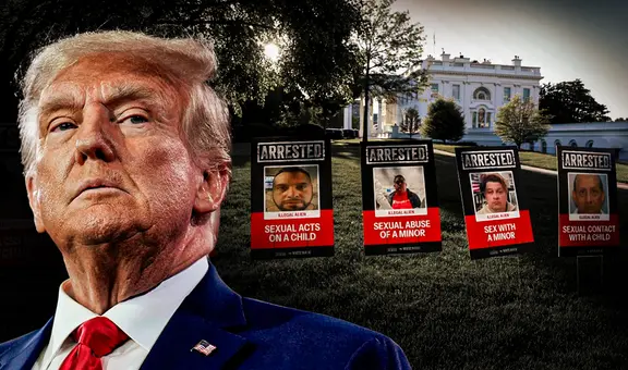 Trump causa polémica al exhibir carteles en el jardín de la Casa Blanca que resaltan delitos cometidos por inmigrantes ilegales