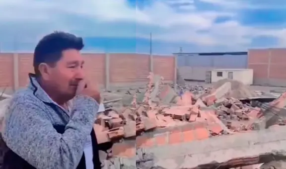 Peruano llora desconsolado al ver que sus hijas derrumbaron su casa por no darles su herencia: “Cuánto daño me han hecho, pero Dios es grande”