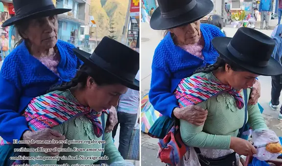 Comerciante peruana cargó en la espalda a su madre para vender tunas en Abancay: “Mamá, una sola”