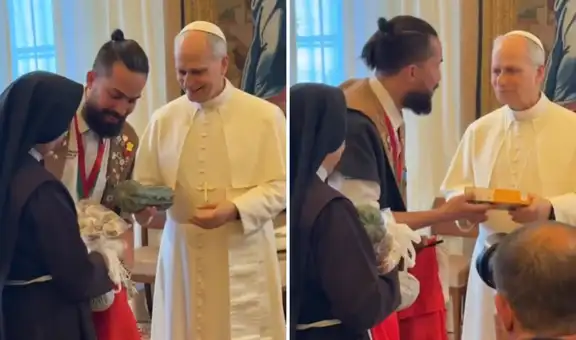Delegación peruana regaló zapallo loche, king kong y otros productos del Perú al Papa León XIV y redes bromean: "Faltó el saco de papas"