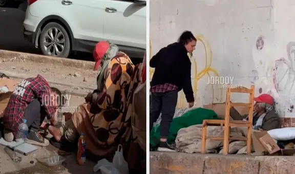 Joven del Reino Unido que fue rescatada debajo de puente en Cusco es vista nuevamente en el lugar ayudando a adulto mayor