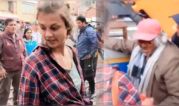 Retiran a turista inglesa del puente Belén y trasladan a anciano indigente a un lugar de resguardo en Cusco