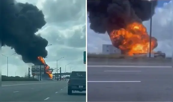 Video del preciso momento en que camión cisterna colisiona con autobús en Florida: choque deja un herido