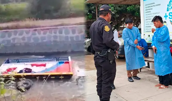 Cinco personas salvan de morir tras caída de enorme camión al canal Taymi en Lambayeque: conductor fue detenido