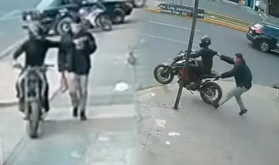 ¡Increíble! Joven se sube a la moto de ladrón y recupera su celular en SJL segundos después del robo