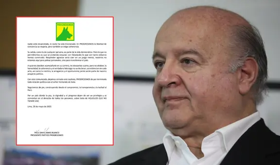 Presidente de Progresemos a Hernando de Soto tras su renuncia: "El oportunismo jamás será parte de nuestro proyecto político"