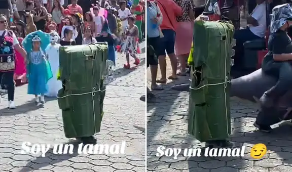 Niño causa ternura al vestirse de tamal en homenaje al trabajo de su mamá: "El mejor disfraz"