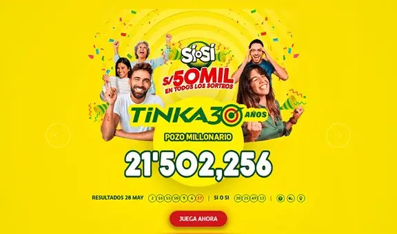 Resultados de La Tinka EN VIVO HOY domingo 1 de junio: números ganadores, premios y el Pozo Millonario