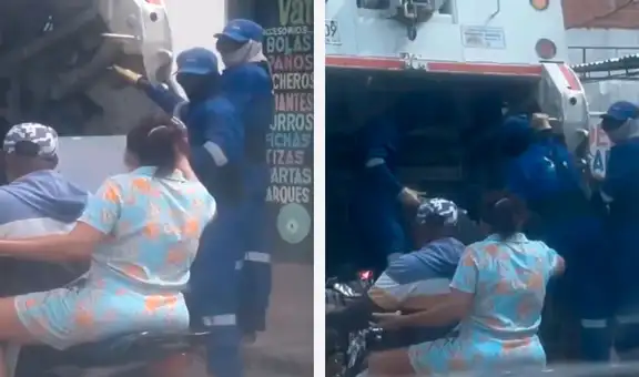 Desesperada mujer persigue al camión de la basura para recuperar la maqueta de su hijo que dejó secando en la calle