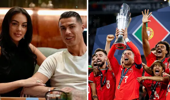 Emotiva celebración de Cristiano Ronaldo y Georgina tras ganar la UEFA Nations League