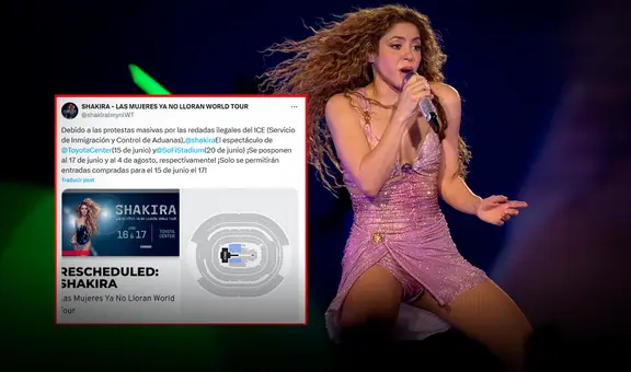 Shakira reprograma su concierto del tour 'Las mujeres ya no lloran' en Los Ángeles debido a las protestas contra ICE