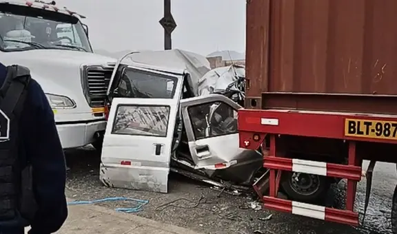 Minivan queda aplastada entre dos tráileres en Ventanilla: un herido grave en Av. Gambetta