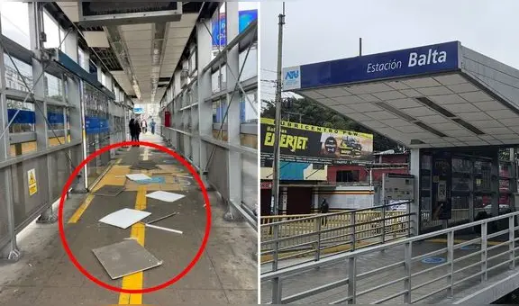 Tras fuerte sismo en Lima y Callao, colapsa parte del techo de la estación Balta del Metropolitano de Lima