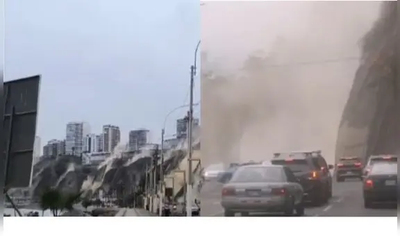 Cámaras registran fuerte caída de piedras y árbol en la Costa Verde tras el sismo de 6,1 grados que sacudió Lima y Callao