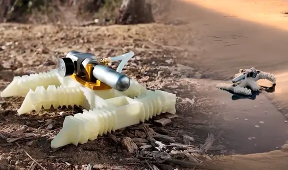 Ingenieros imprimieron un robot en 3D que camina con aire y sin electricidad, incluso bajo el agua