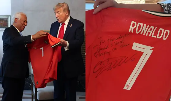Cristiano Ronaldo le deja un tajante mensaje a Donald Trump en camiseta firmada de regalo: ''Jugando por la paz''