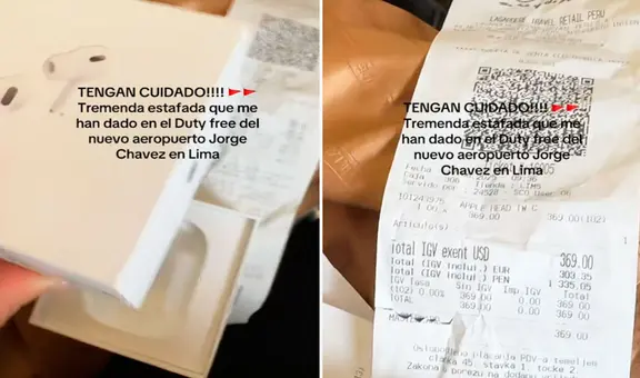 Joven pagó US$369 por audífonos Apple en tienda de aeropuerto Jorge Chávez y al abrir la caja en el avión no había nada: “Superestafada”