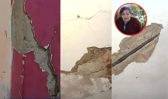 Adulta mayor exige que "tumben" su casa en SJL tras fuertes rajaduras en paredes y techo