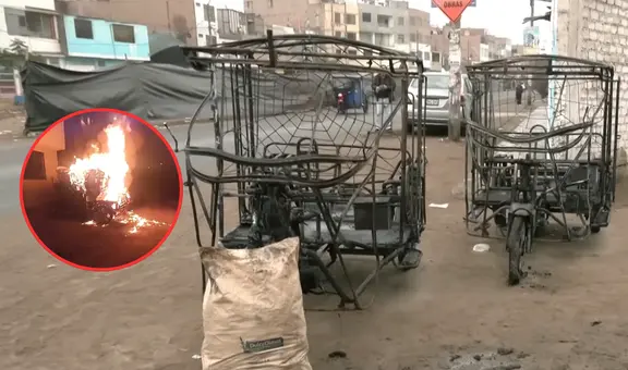 Delincuentes prenden fuego a dos mototaxis en calle de SMP: empresa de transporte recibía amenazas