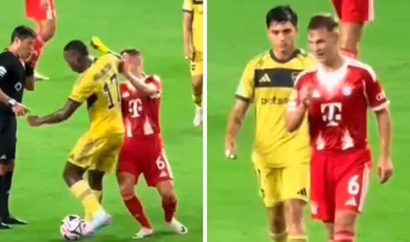 Luis Advíncula y su picante cruce con Joshua Kimmich: peruano le dejó el codo en derrota de Boca Juniors ante Bayern Múnich