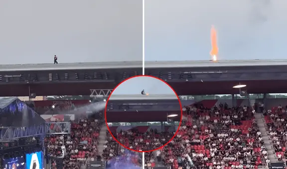 Hombre es viral por correr para apagar el fuego en el techo de un estadio durante un evento: "El verdadero héroe"