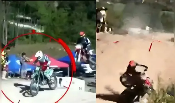 Motociclistas se salvan de morir tras chocarse durante competencia de motocross en Cajamarca