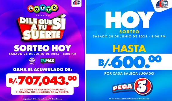 Resultados Lotto y Pega 3 HOY EN VIVO, 28 de junio: revisar AHORA números jugados de la Lotería Nacional de Panamá