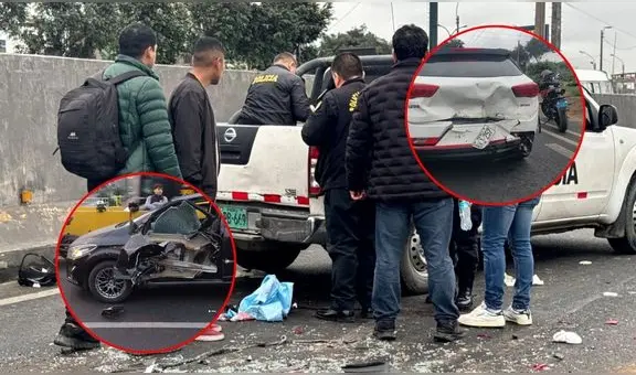 Policía muere en violento choque múltiple de autos y moto en pleno Óvalo Naranjal, en la Panamericana Norte