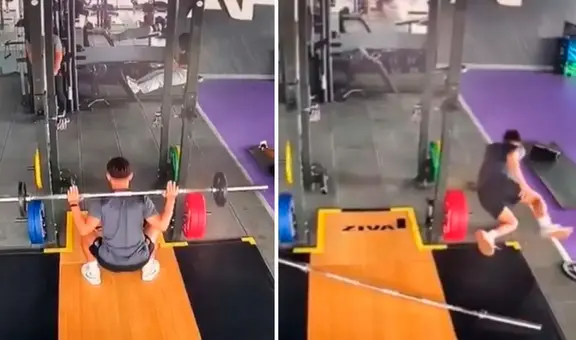 Fuerte sismo sorprende a joven que hacía sentadillas en gimnasio: trató de evacuar, pero le dio un calambre