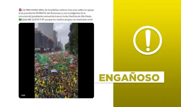 Video no corresponde a una reciente manifestación a favor de Jair Bolsonaro en Sao Paulo, Brasil