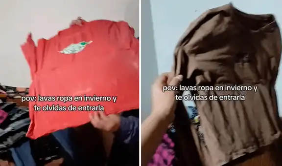 Joven pone a secar su ropa, pero olvida bajarla y termina congelada: "Ahorraste el planchado"