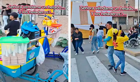 Heladero desata risas al dejar su carretilla y ponerse a bailar con la competencia: “¡Qué fue mano!”