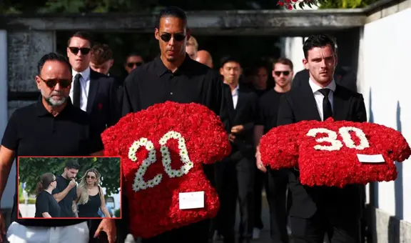 Imágenes conmovedoras del funeral de Diogo Jota y André Silva: la ofrenda de Van Dijk y el emotivo gesto de Rubén Neves