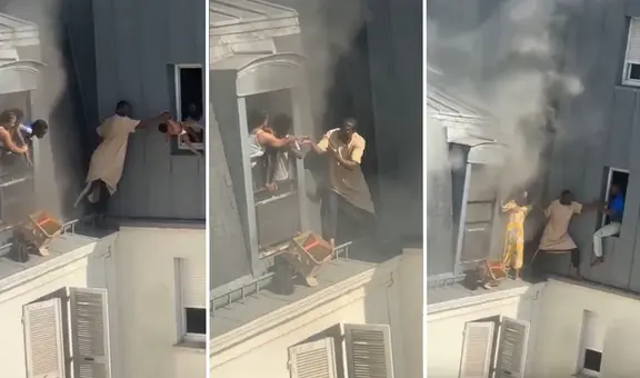 Hombre se lanza de una cornisa para rescatar a 4 niños de un edificio en llamas en Francia: "No lo pensé 2 veces"