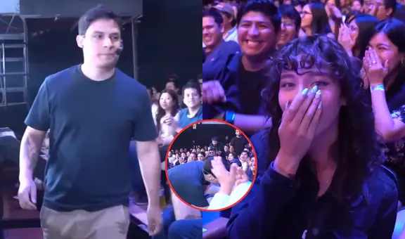 Curwen sorprende con tierno beso a su novia Carla en evento de 'Habla Good' en el teatro Canout