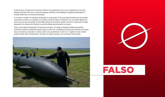 Esta foto no muestra al narcosubmarino capturado por la Armada de Colombia en julio de 2025