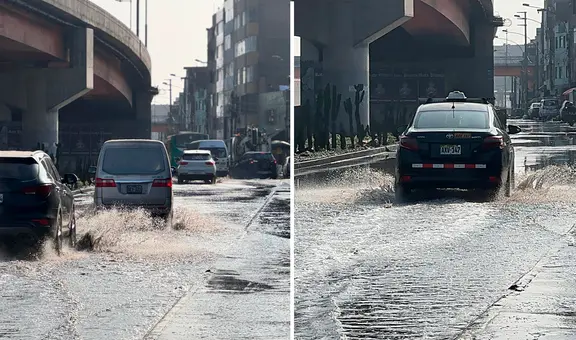 Agua de desagüe inunda la Panamericana Norte por tapa rota de buzón cerca de Caquetá