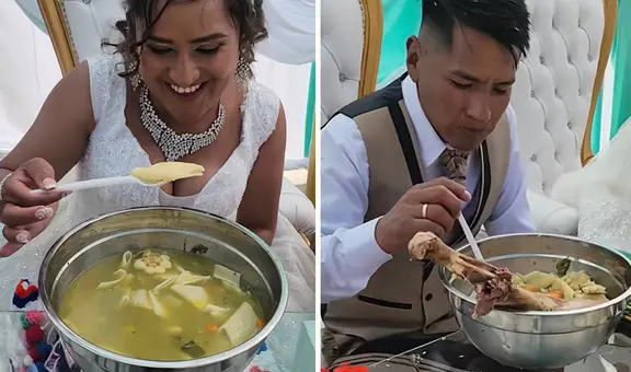 Matrimonio huancavelicano sorprende con gigantesco caldo, pero usuarios dicen: "La cuchara es una ofensa"