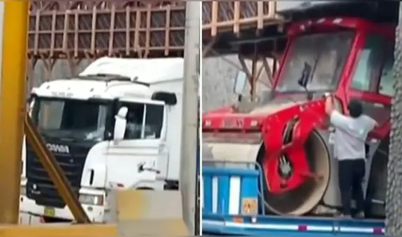 Camión queda atorado en puente Bajada de Baños, que estaba en mantenimiento, en Barranco