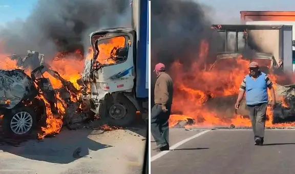 Al menos 3 muertos en trágico accidente en Panamericana Sur: choque entre dos vehículos terminó en incendio