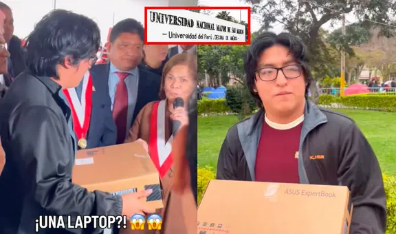 Premian a ‘Gusano Legendario’ de la UNMSM con una laptop durante almuerzo especial por Fiestas Patrias: “Valió acampar una semana”